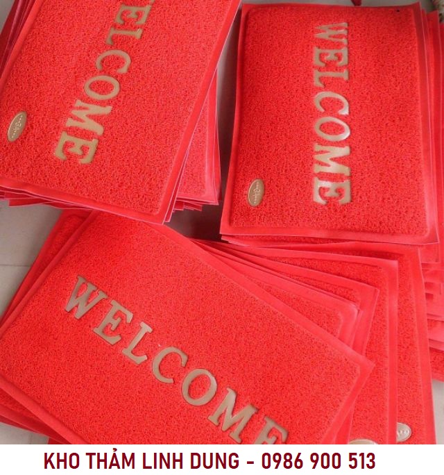 Thảm chùi chân welcome đỏ