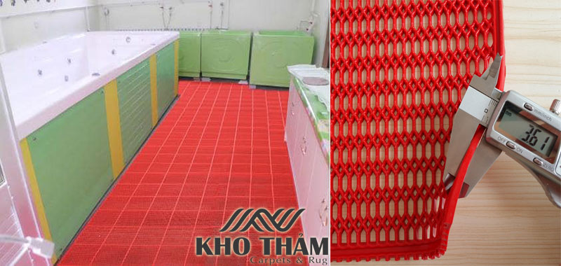 Thảm nhựa tổ ong màu đỏ