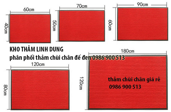 Kích thước thảm chùi chân sợi len đế đen
