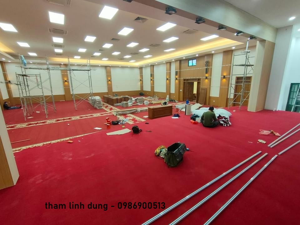 Thảm hội trường một màu mặt cắt dày 8mm