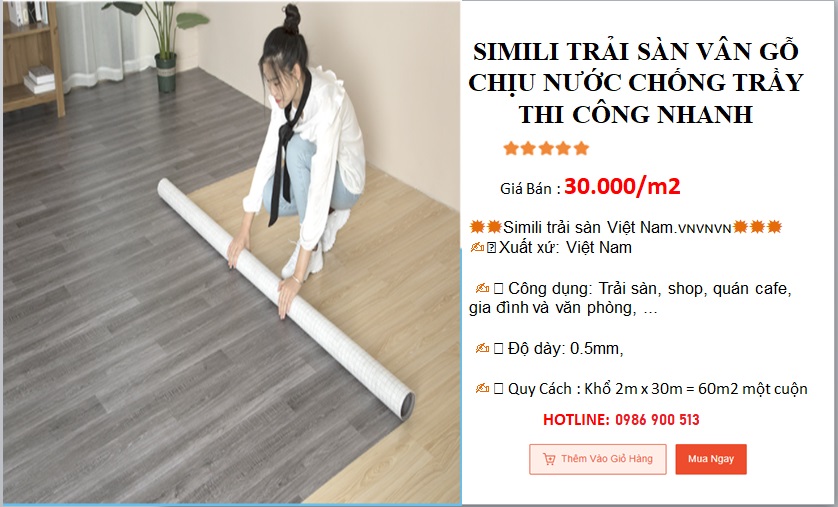 Thảm nhựa trải sàn dạng cuộn simili