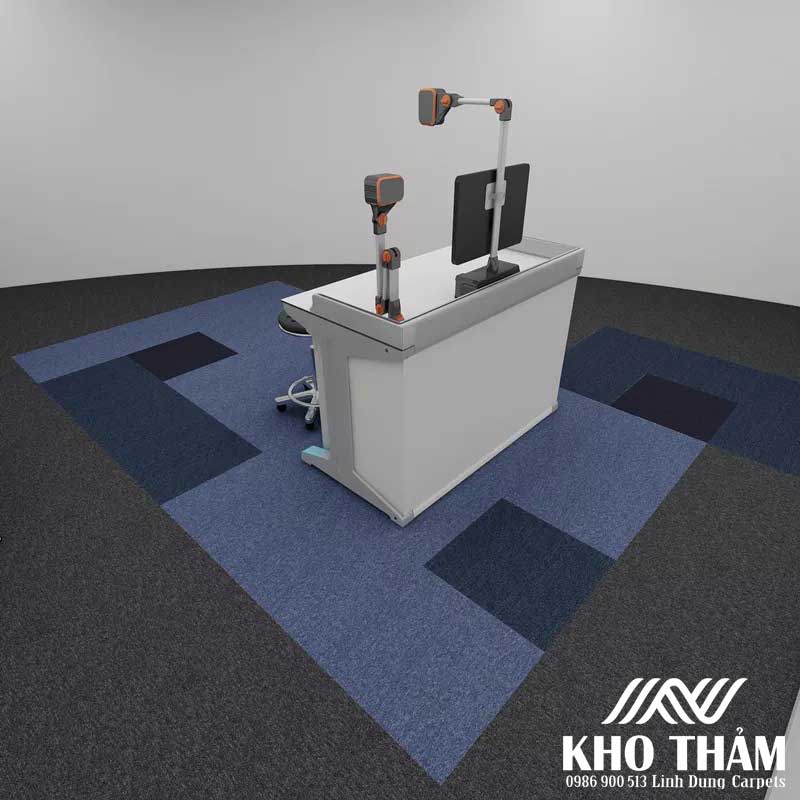 Thảm văn phòng tấm ghép màu ghi đen màu xanh 